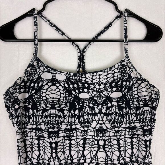 Lululemon Black & White Patterned Power Y Tank Top Size 8 - Picture 2 of 12